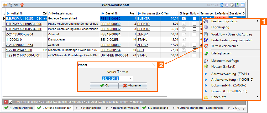 TerminverschiebungLieferant